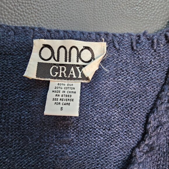 Vintage Anna Gray Blue Vest - Picture 3 of 5